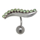 Navel piercing 316L surgical steel banana and 925 silver design, wave shape