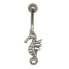 Belly button piercing with 925 silver Cute seahorse with small wings,