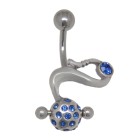Belly button piercing 1.6x10mm Tribal with piercing made of 925 silver with crystals and barbell
