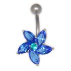 Titanium navel piercing flower with navette leaves