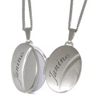 Oval locket made of 925 sterling silver with engraving, 26xx23mm