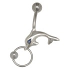 Belly button piercing 1.6x10mm Piercing in piercing dolphin with crystal and BCR