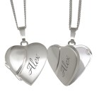 Heart-shaped locket made of 925 sterling silver with engraving