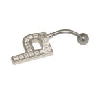Belly button body jewelry piercing in ABC design with zirconia - letter Z,1.6x6mm / 1.6x8mm / 1.6x10mm / 1.6x12mm / 1.6x14mm