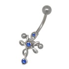 Belly button piercing 1.6x10mm Piercing in tribal style with crystals and barbell