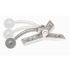 Belly button body jewelry piercing in ABC design with zirconia - letter W, 1.6x6mm / 1.6x8mm / 1.6x10mm / 1.6x12mm / 1.6x14mm