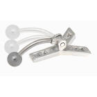 Letter navel piercing G with steel or titanium banana, 1.6x6mm / 1.6x8mm / 1.6x10mm / 1.6x12mm / 1.6x14mm