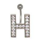 Letter navel piercing H with steel or titanium banana