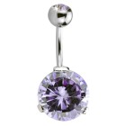 Navel piercing 1.6x10mm with a round XL zirconia in different colors