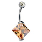 Belly button piercing 1.6x10mm with an XL zirconia rhombus in different colors