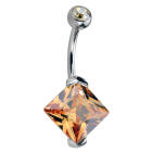 Belly button piercing 1.6x10mm with an XL zirconia rhombus in different colors
