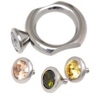 Stainless steel ring with 4 colored attachments to change