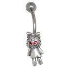 Belly button piercing with a zombie doll design 1.6x10mm