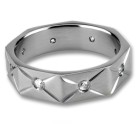 Stainless steel ring octagonal with clear crystals 063