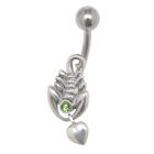 Navel piercing 1.6x10mm surgical steel with a 925 silver scorpion and a crystal