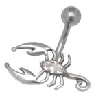 Navel piercing 1.6x10mm surgical steel with 925 silver scorpion - these are pliers - and a back navette