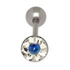 Tongue piercing out of surgical steel barbell with crystals 1.6x16mm