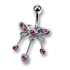 Belly button piercing with 925 sterling silver, delicate butterfly
