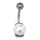 Belly button piercing 1.6x10mm with a 925 silver design and an 8mm faux pearl with a floral pattern