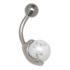 Belly button piercing 1.6x10mm with a 925 silver design and an 8mm faux pearl with a floral pattern