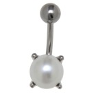 Belly button piercing 1.6x10mm with a 925 Silver design and an 8mm faux pearl