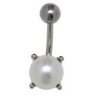 Belly button piercing 1.6x10mm with a 925 Silver design and an 8mm faux pearl