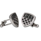 Cufflinks in matt stainless steel, triangular shape with engraving
