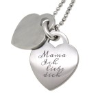 Double heart pendant made of matted stainless steel with engraving of your choice - you can&#039;t miss it