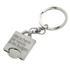 Key fob with a shopping cart chip and your desired engraving