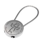 Round key ring with wire loop made of stainless steel and engraving of your choice