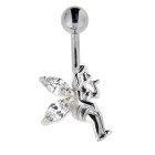 Belly button piercing - elf made of sterling silver with zirconia wings, color selectable