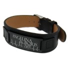Black leather bracelet with a black PVD-coated steel plate and individual engraving