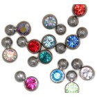 Double clamping ball vertical 8mm and 6mm made of surgical steel with crystal stone