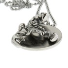 Stainless steel chain pendant in two parts - round stainless steel plate and scorpion - with 50cm ball chain