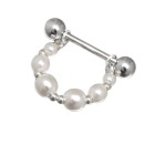 Sterling silver nipple piercing with pearls all around