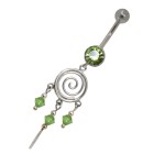 Belly button piercing Dreamcatcher 1.6x10mm with spiral and crystals of different colors