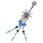 Navel piercing 1.6x10mm, really elaborate, with chains and crystals, color selectable