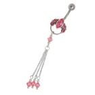 Navel piercing 1.6x10mm with navette, chain and crystals color selectable