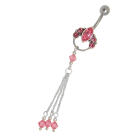 Navel piercing 1.6x10mm with navette, chain and crystals color selectable