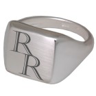 Signet ring made of 925 sterling silver, 4-corner matt surface with engraving
