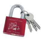 Love lock red made of aluminum 50mm with your individual engraving