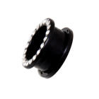 Ear tunnels made of black acrylic with crystals in many sizes