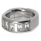 Square shaped stainless steel ring 8.5mm wide with five rectangular crystals in two colors