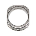 Square shaped stainless steel ring 8.5mm wide with five rectangular crystals in two colors