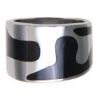 Retro look stainless steel ring with black epoxy design