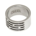 Stainless steel ring polished 10mm wide with crystals between the grooves