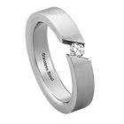 Filigree stainless steel ring 4mm width matt with crystal