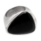 Steel ring with black glass stone