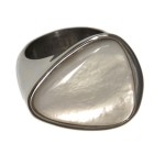 Steel ring with Mother of Pearl inlay