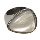 Steel ring with Mother of Pearl inlay